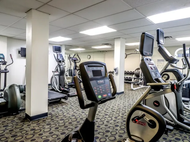 a view of a room with gym equipment