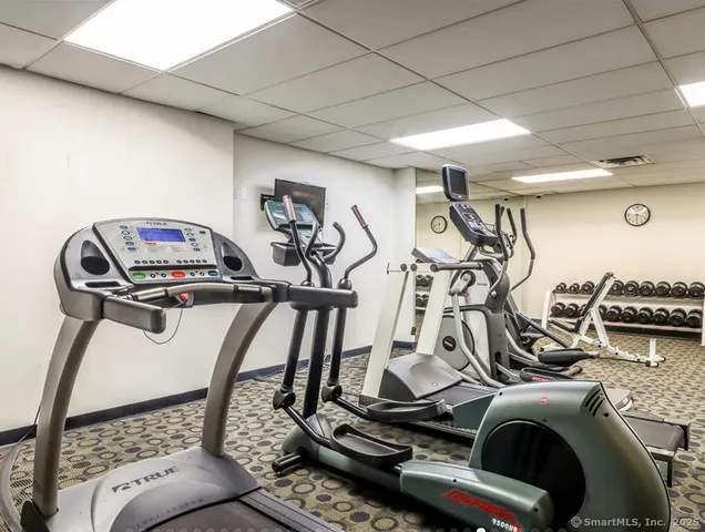 a view of a room with gym equipment