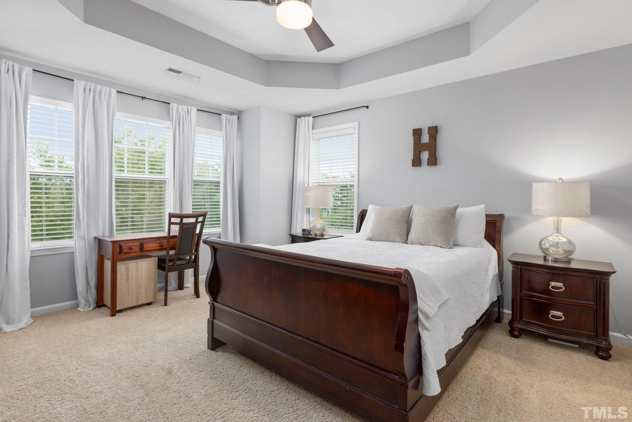 10115 Glen Autumn Road Raleigh, NC 27617 - Photo 19 of 55 Owner's Suite features a triple bay window & tray ceiling.