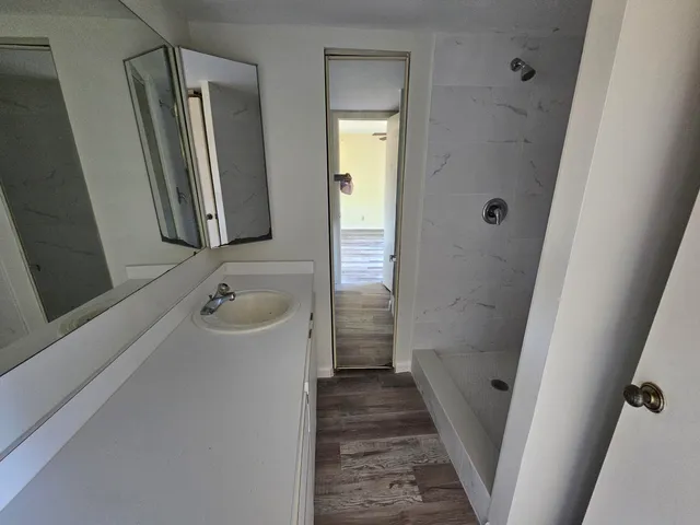 a bathroom with a shower