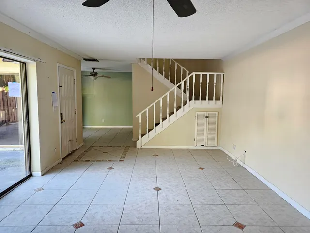 a view of an entryway with a fan