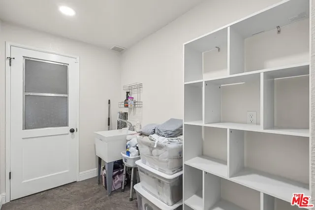 a room with a workspace