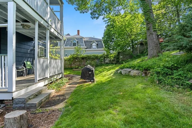 a big yard with lots of green space and plants