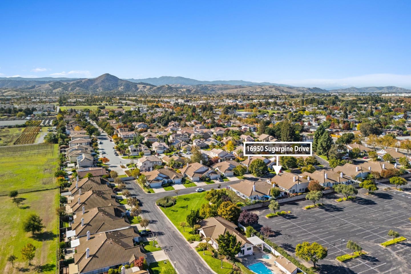 16950 Sugar Pine Drive Morgan Hill, CA 95037 - Photo 39 of 48 an aerial view of a city with lots of residential buildings