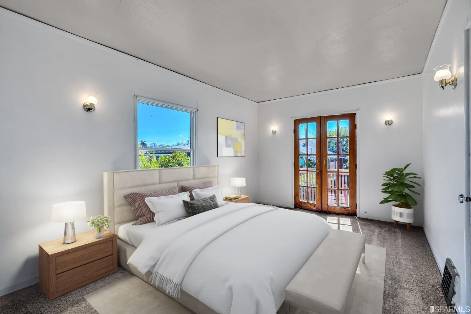 2123 Byron Street Berkeley, CA 94702 - Photo 46 of 54 a bedroom with a large bed and a potted plant