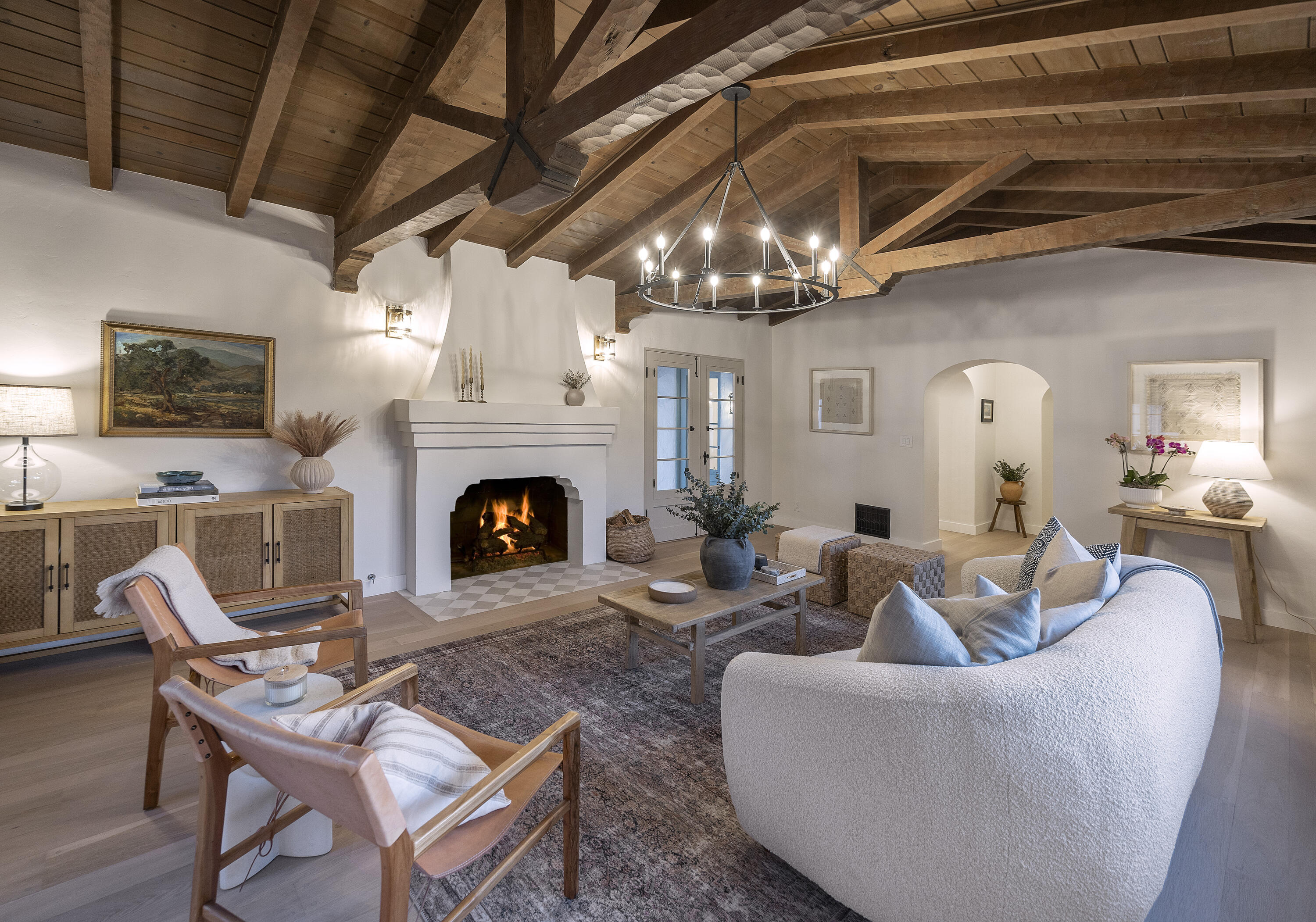909 Chelham Way Montecito, CA 93108 - Photo 11 of 28 a living room with furniture and a fireplace