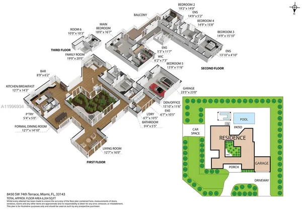 a view of a dining room with furniture a chandelier and large windows