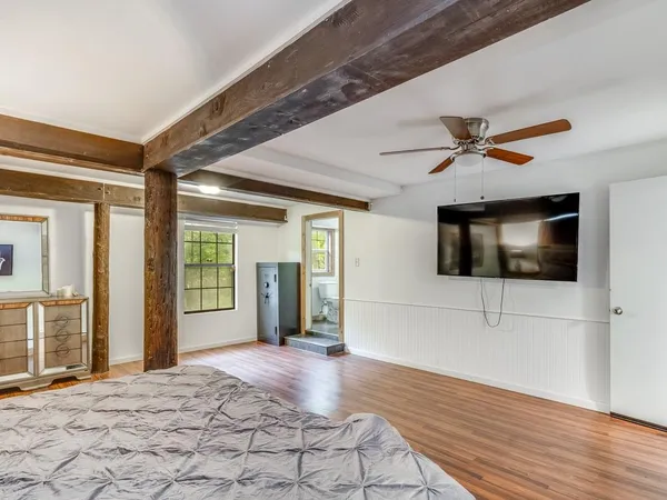 a view of a livingroom with a flat screen tv