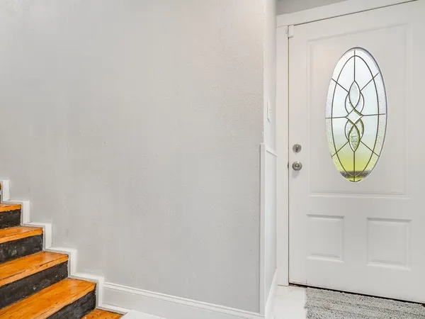 a view of small space with wooden floor