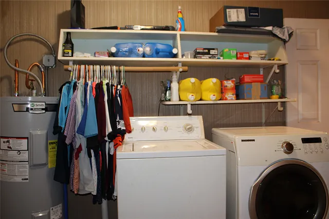 a utility room with dryer and washer