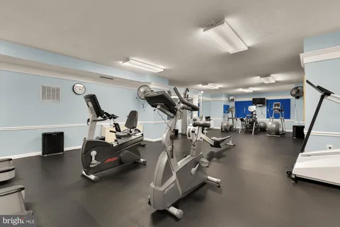 a view of a room with gym equipment