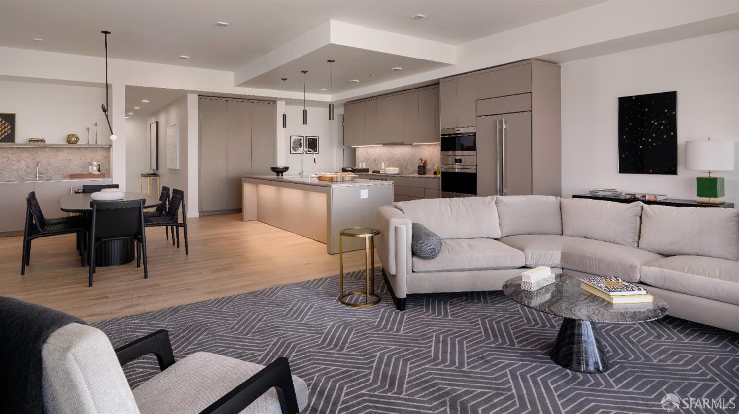 36 Meadow Drive, Unit 202 San Francisco, CA 94130 - Photo 8 of 50 a living room with furniture and a view of kitchen