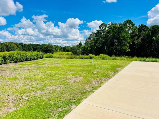 a view of a big yard with an outdoor space and seating area