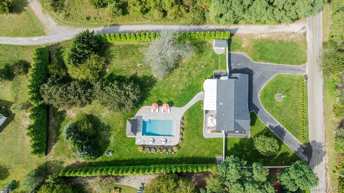 an aerial view of a house