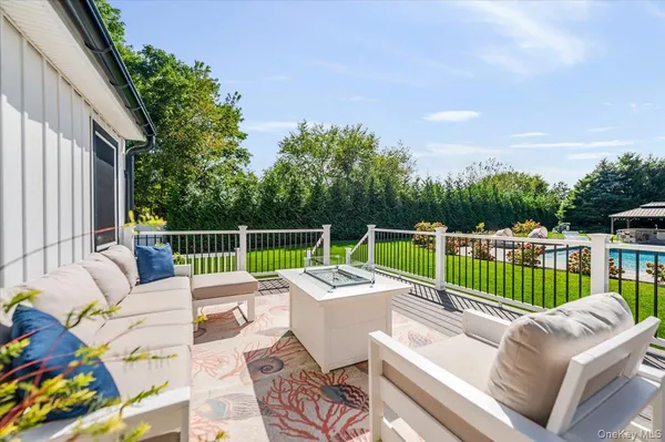 a view of a patio with a couch