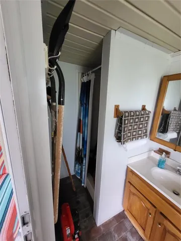 a view of a backyard with sitting area