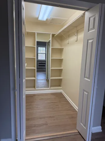 a view of an empty walk in closet