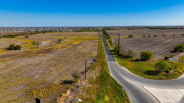 an aerial view of beach and ocean