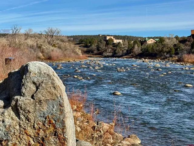 a view of a lake with houses