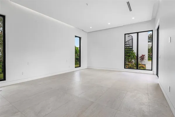 an empty room with an entryway