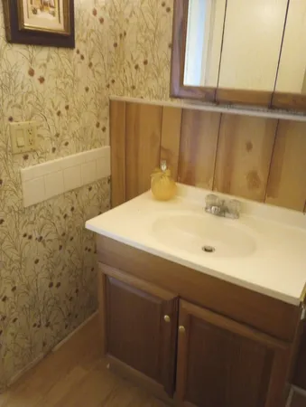a bathroom with a sink and a bathtub