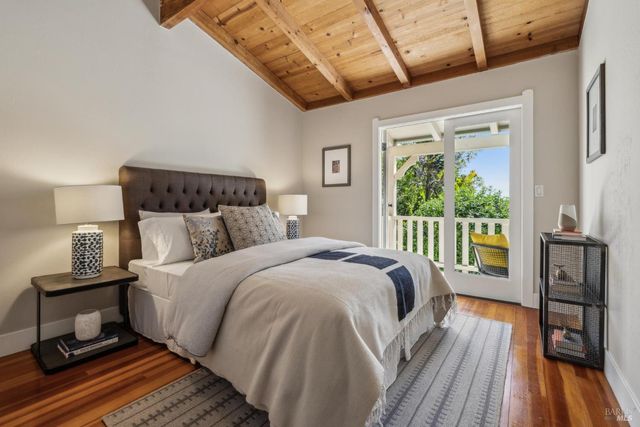 a view of an ocean and mountain