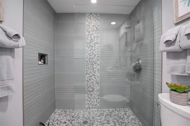 a bathroom with a shower