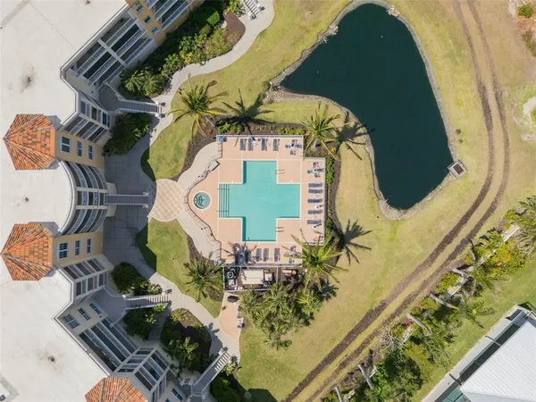 an aerial view of a fireplace with wooden floor