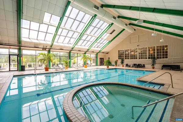 a view of an indoor swimming pool
