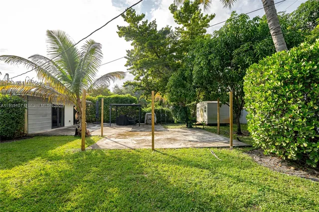 a view of a yard with plants