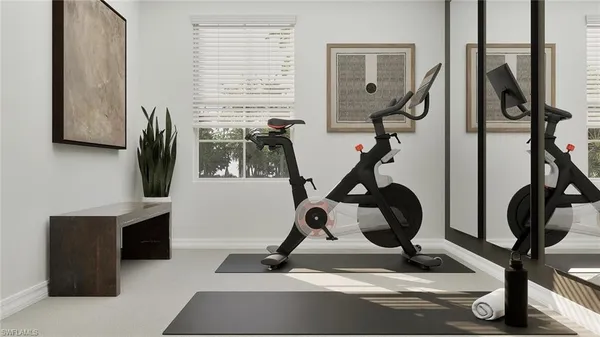 a view of a room with gym equipment