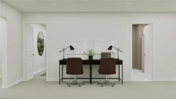 a view of workspace with mirror