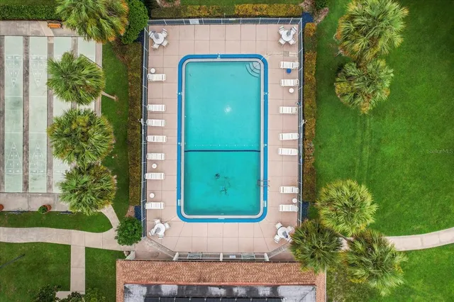 an aerial view of a house
