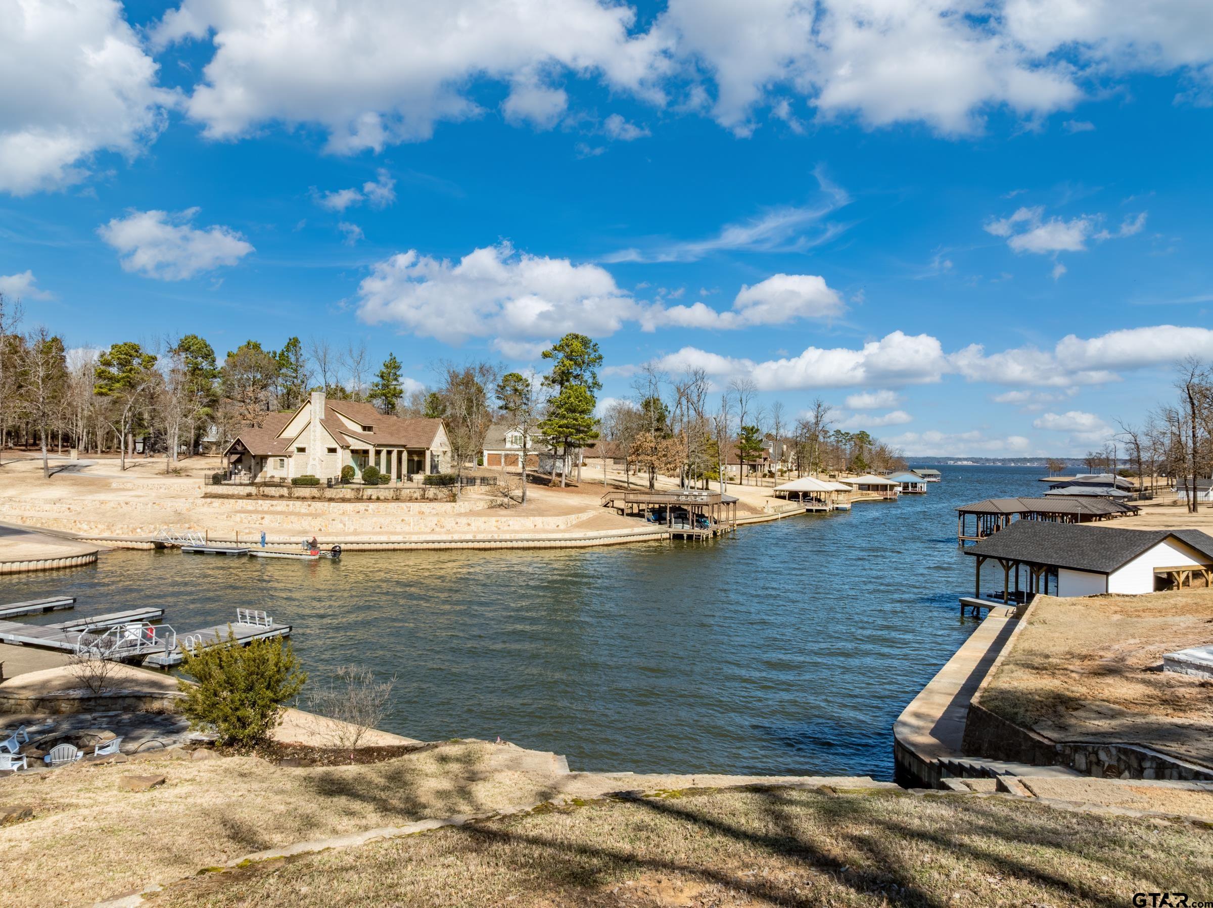 a view of a lake with houses