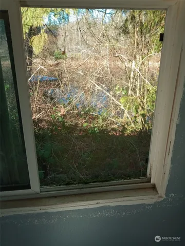 a bathroom with a shower curtain