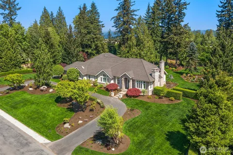 an aerial view of a house