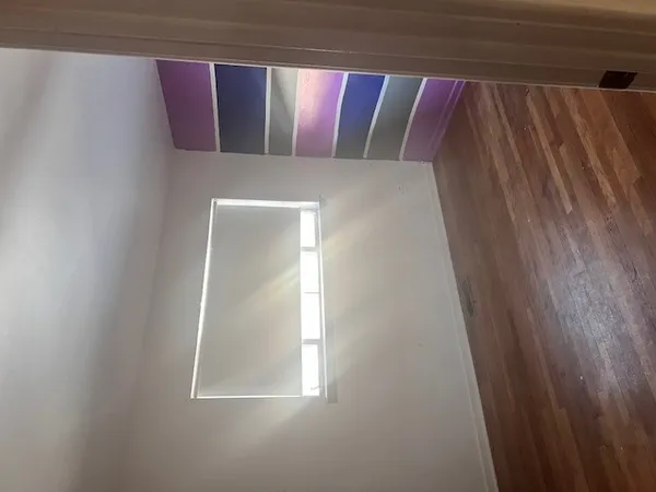 a bathroom with a window
