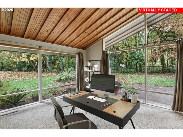 a view of a workspace with a table