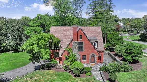an aerial view of a house