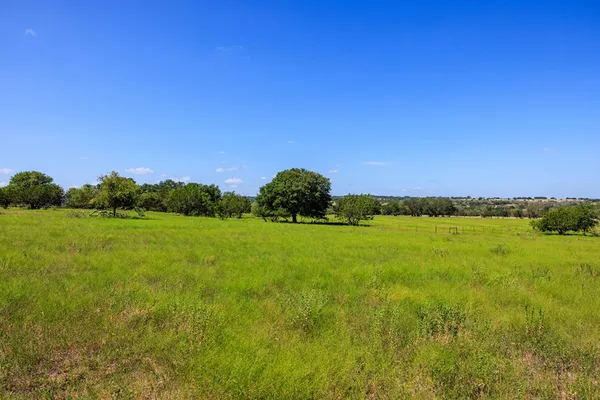 a view of a field with an ocean