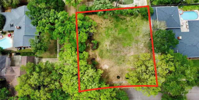 an aerial view of green landscape with trees