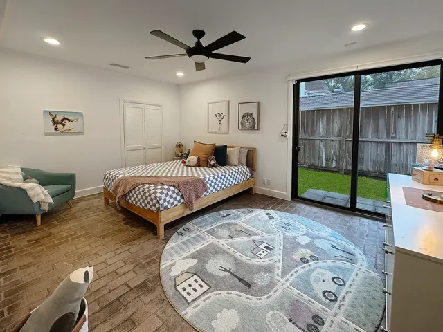 a building outdoor space with seating