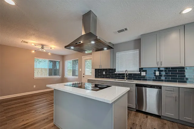 a kitchen with stainless steel appliances a sink a stove and cabinets