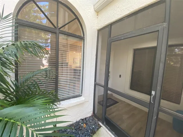 a view of a lake with a terrace