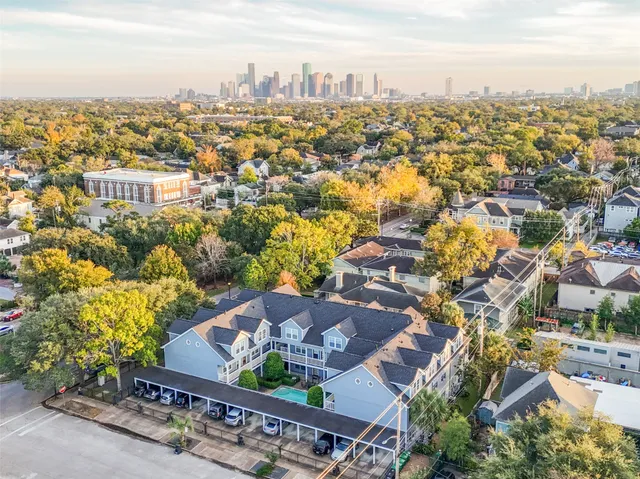 a view of a city with tall buildings