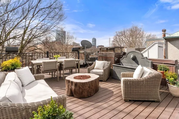 a view of outdoor space with seating space