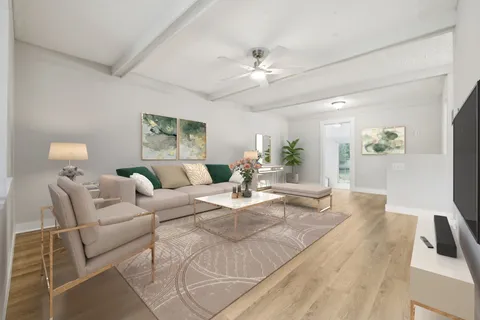 a living room with furniture