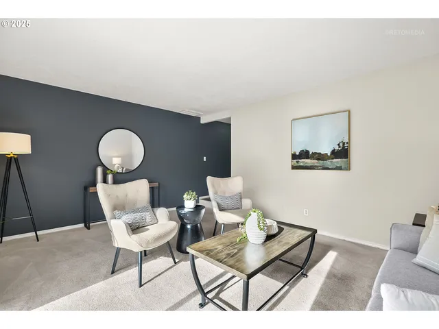 a living room with furniture