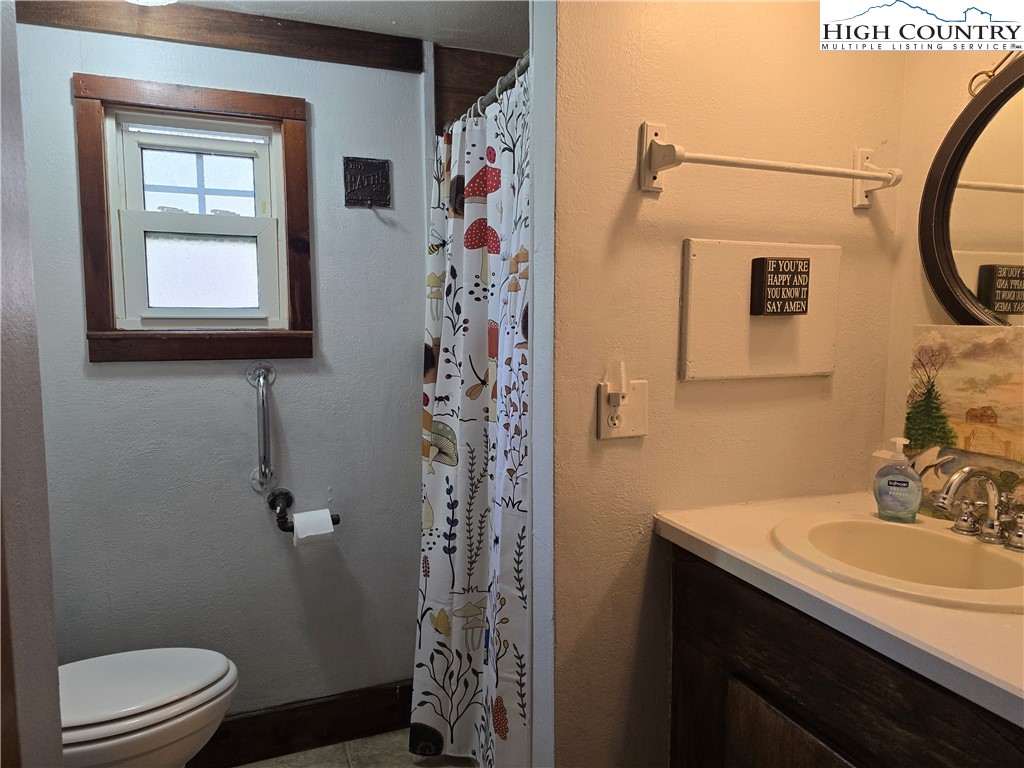 3160 Roundabout Road Creston, NC 28615 - Photo 34 of 50 a bathroom with a sink a toilet and shower
