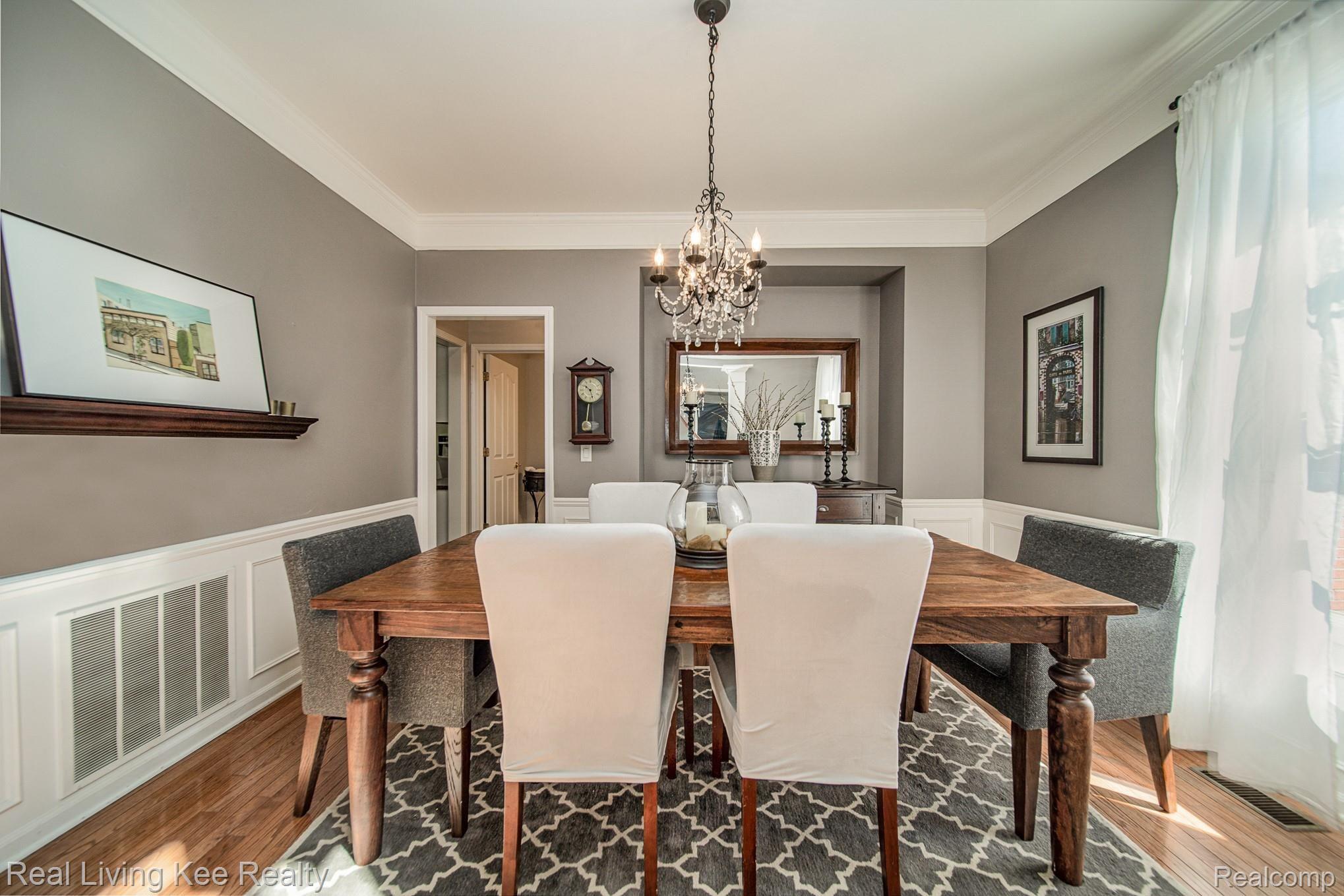Hardwood Floors and Wainscotting in Formal Dining 
